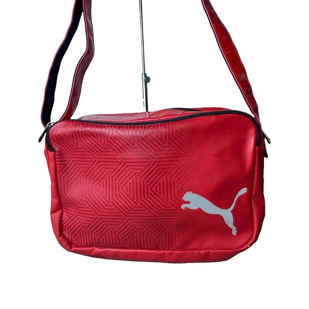 Vintage Vinyl Puma Athletic Messenger Gym Bag Red